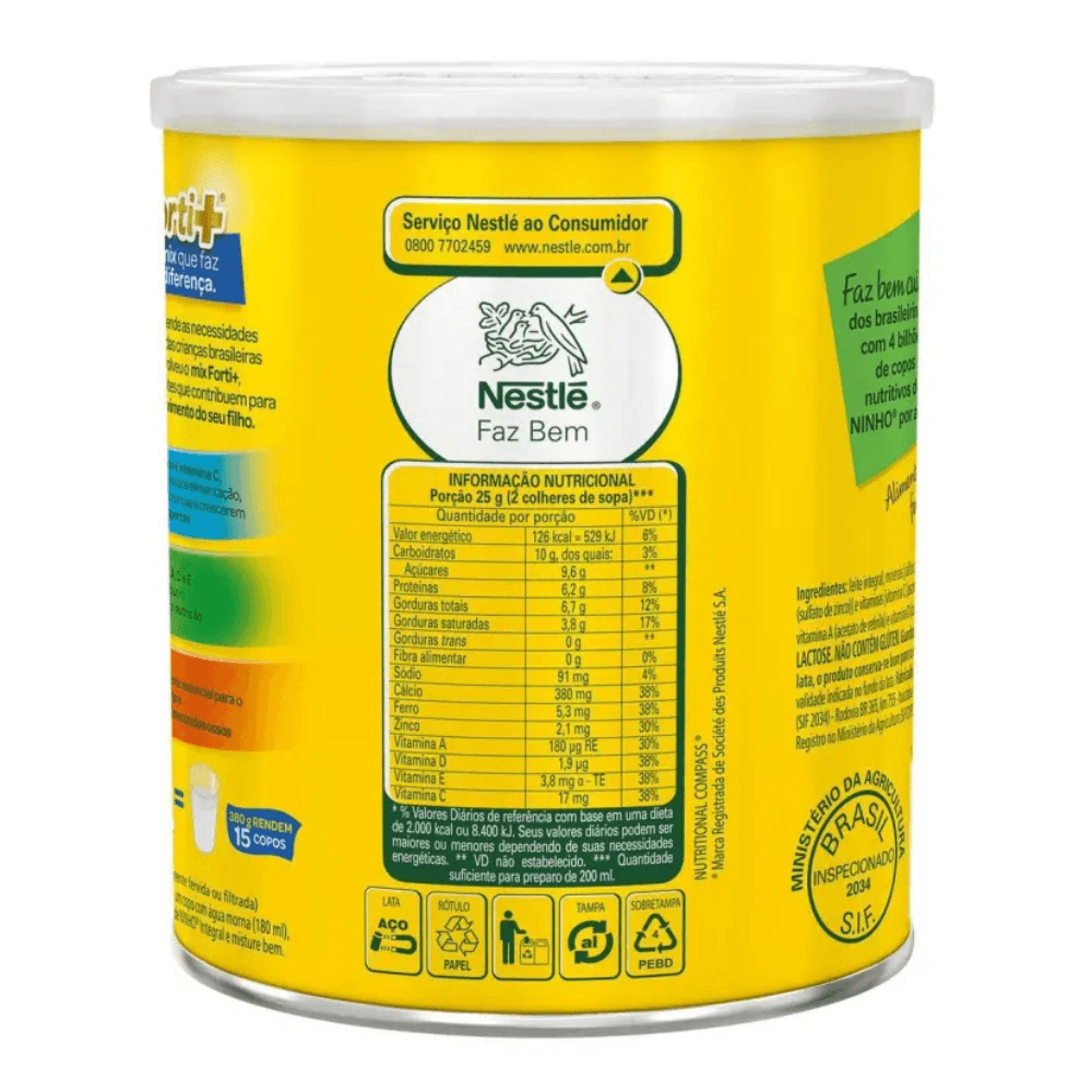 Leite em Pó Integral Ninho Nestlé a partir de 1 ano 380g